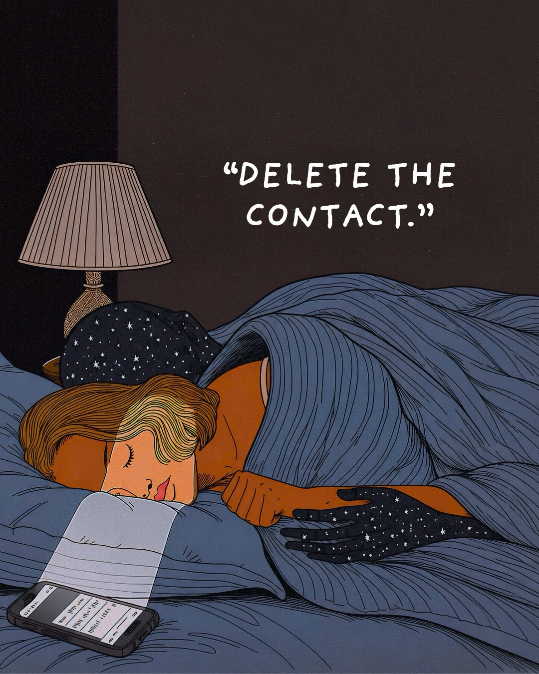 First slide of a carousel by @victorianpoetry: “DELETE THE CONTACT.”