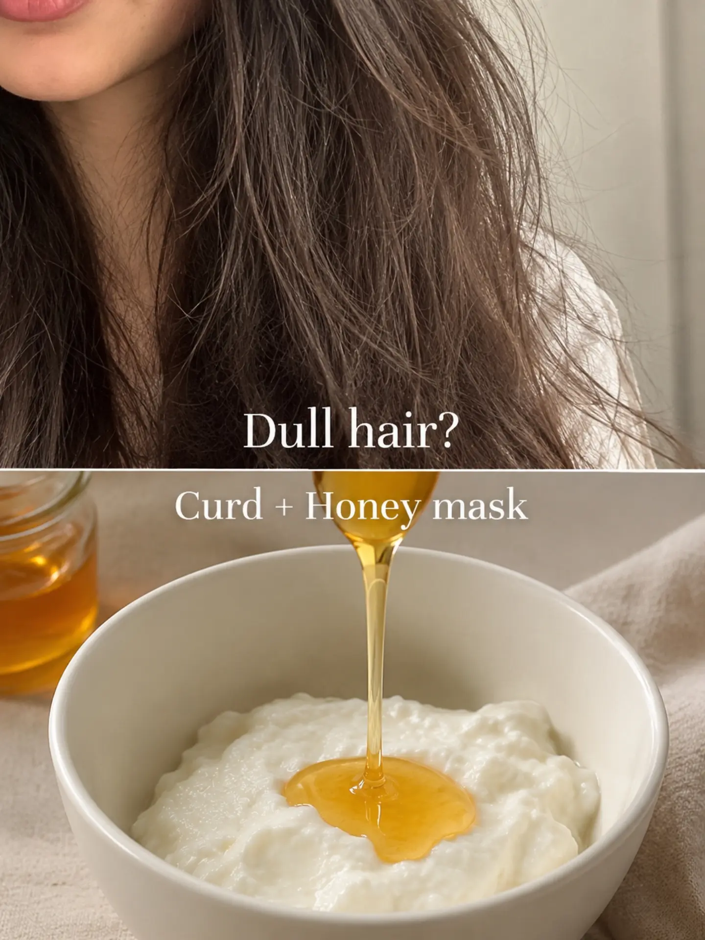First slide of a carousel by @iadore_selfcare: Dull hair? Curd + Honey mask