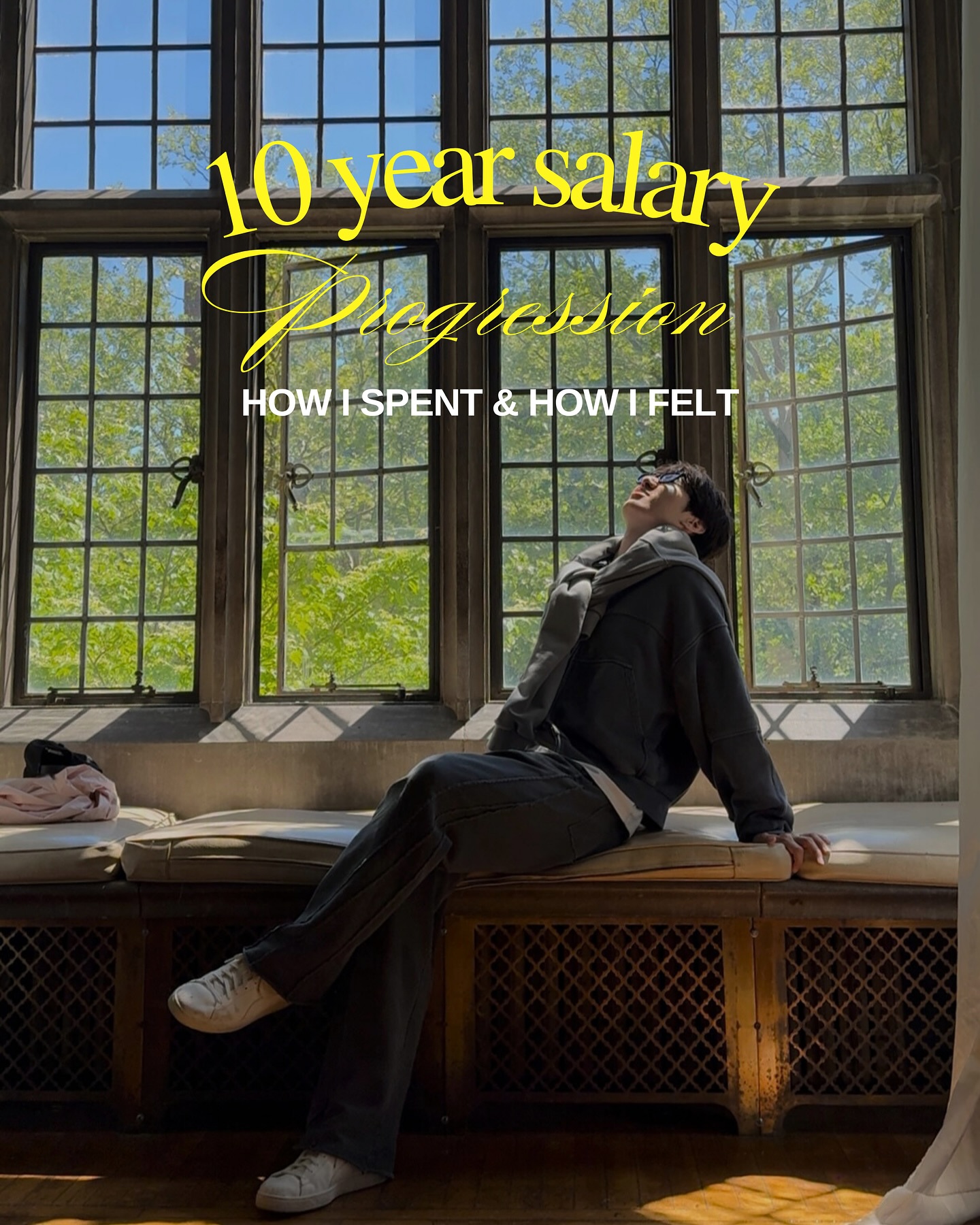 First slide of a carousel by @kproductmanager: 10 year salary Progression HOW I SPENT & HOW I FELT