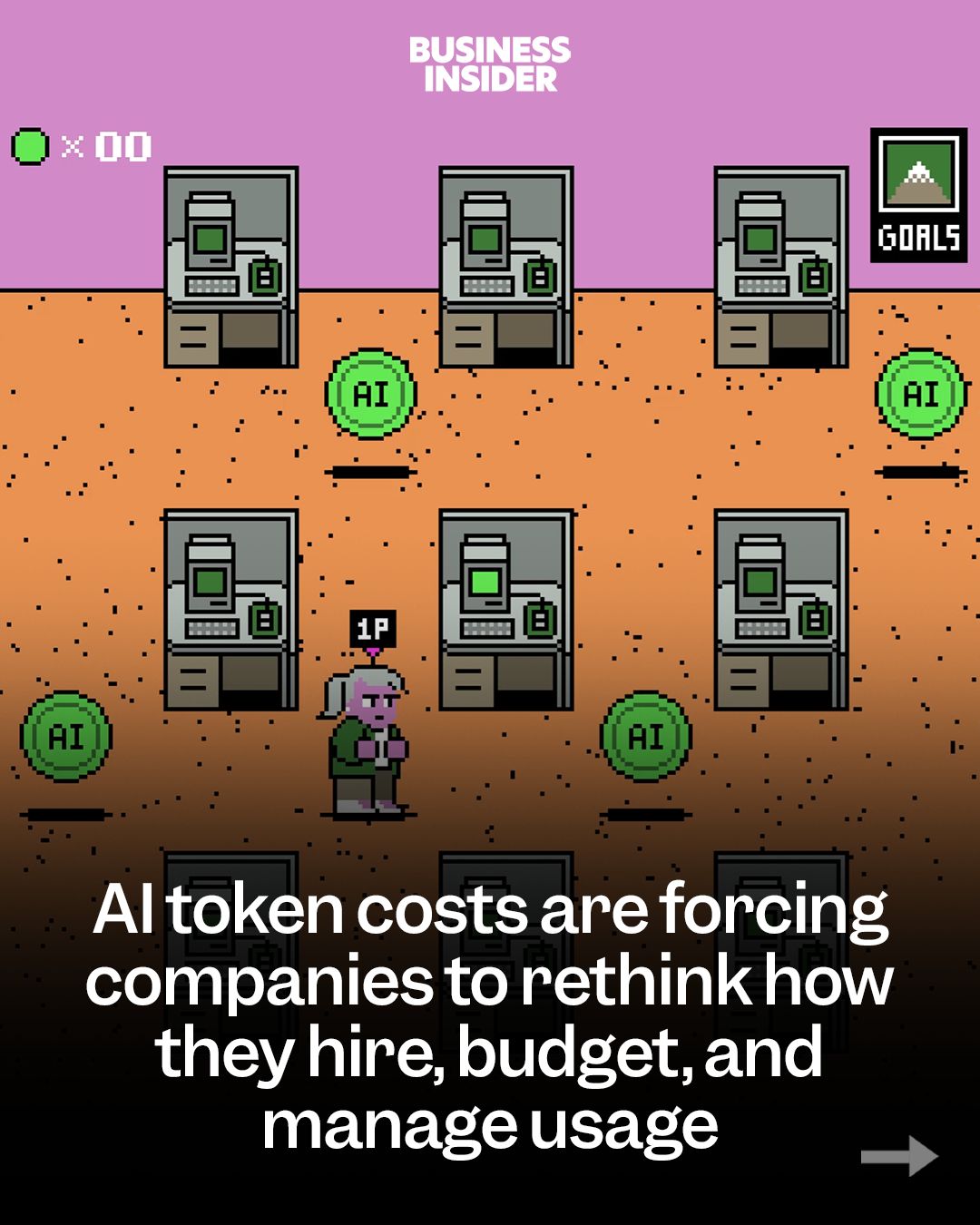 First slide of a carousel by @businessinsider: BUSINESS INSIDER AI token costs are forcing companies to rethink how they hire, budget, and manage usage