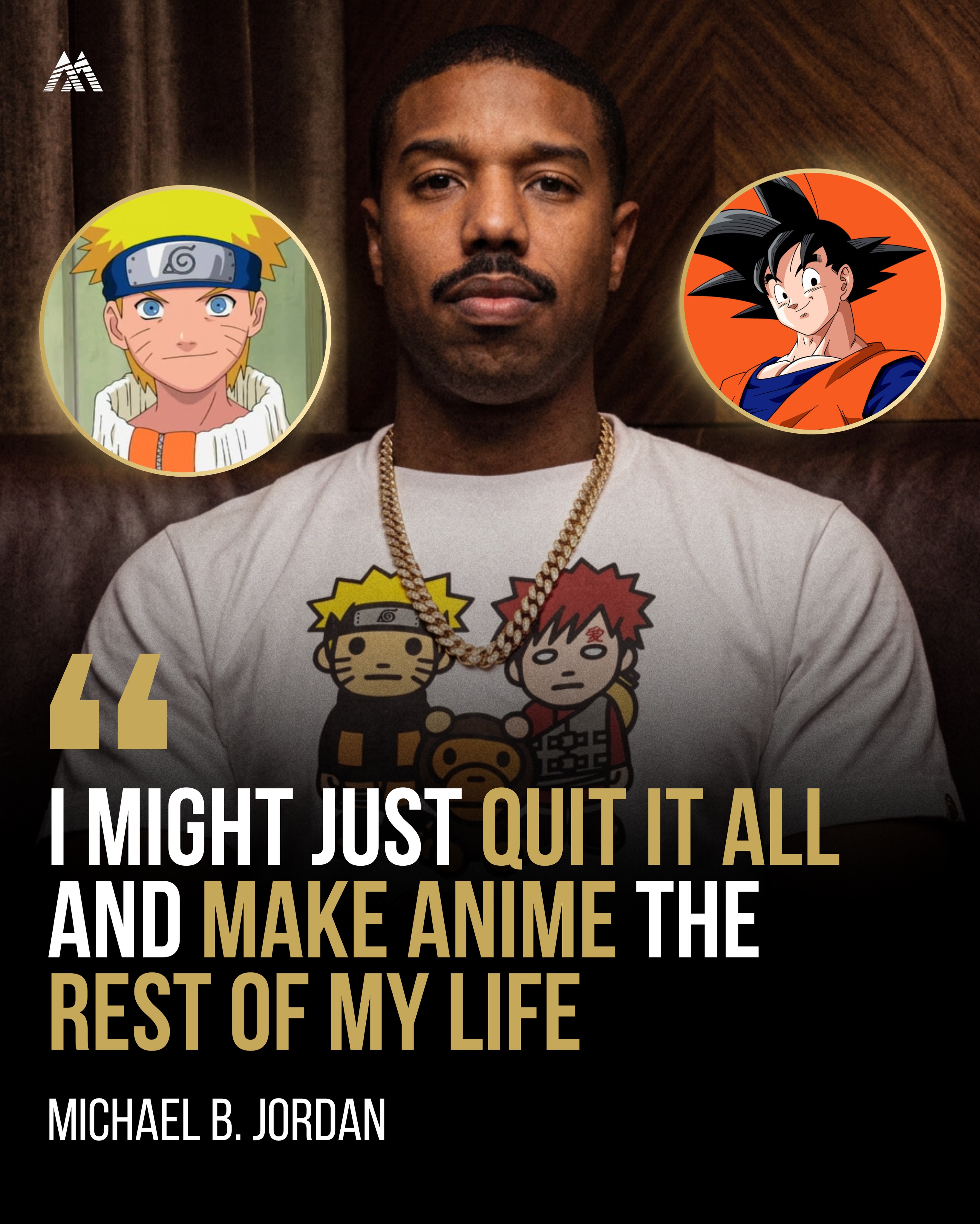 First slide of a carousel by @mindset.therapy: I MIGHT JUST QUIT IT ALL AND MAKE ANIME THE REST OF MY LIFE MICHAEL B. JORDAN