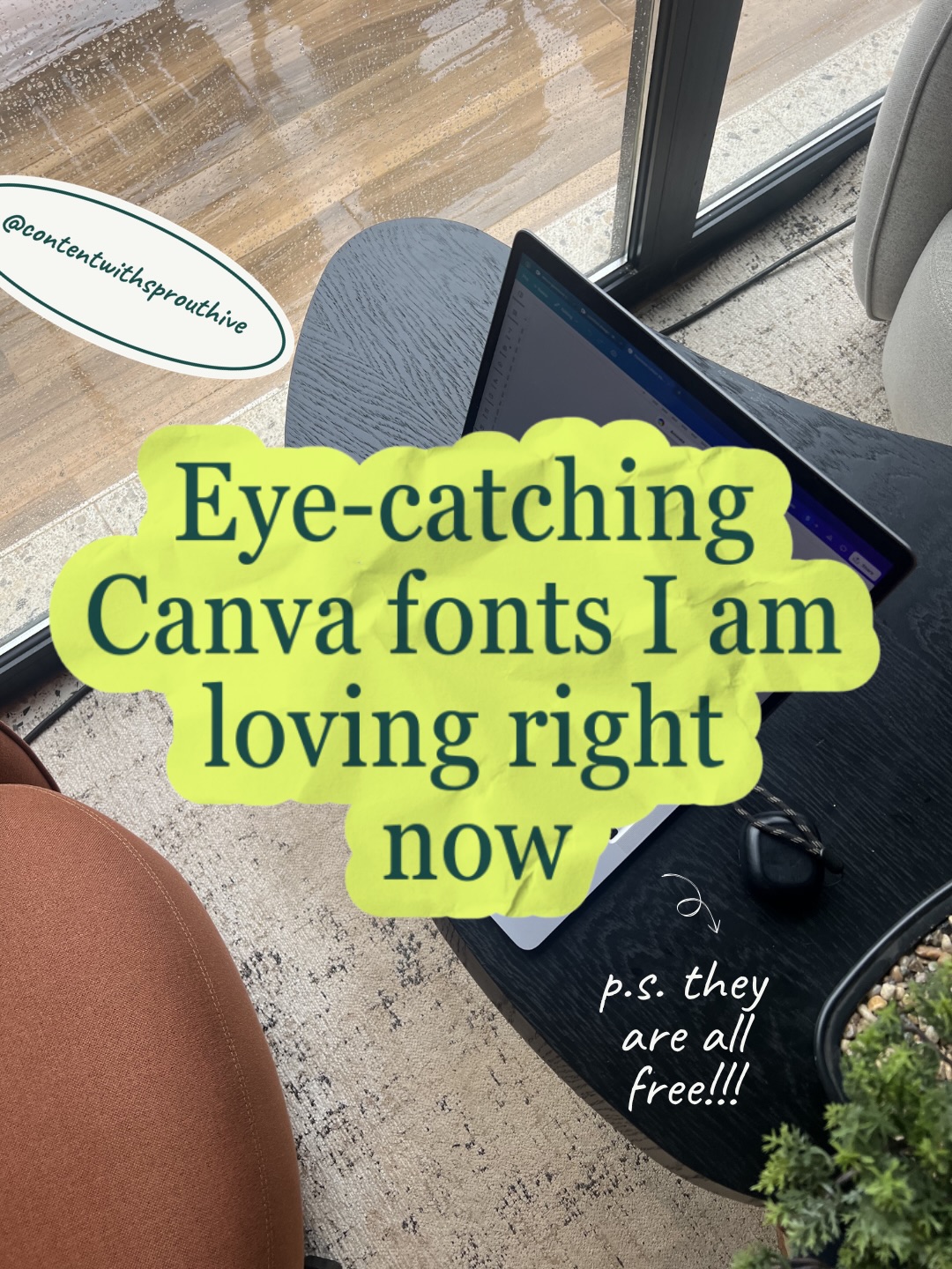 First slide of a carousel by @contentwithsprouthive: @contentwithsprouthive Eye-catching Canva fonts I am loving right now p.s. they are all free!!!