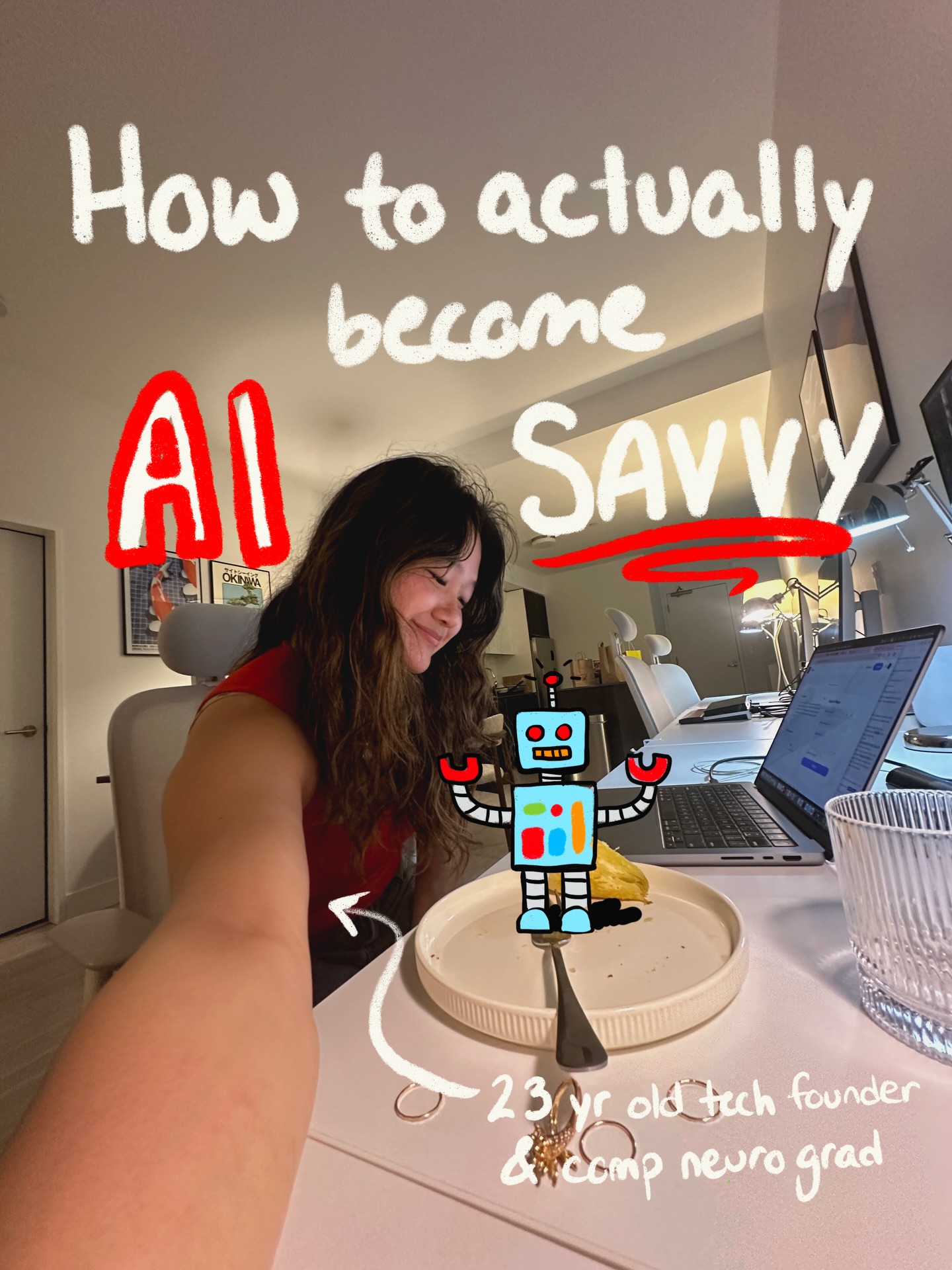 First slide of a carousel by @genzbestie: How to actually become AI SAVVY