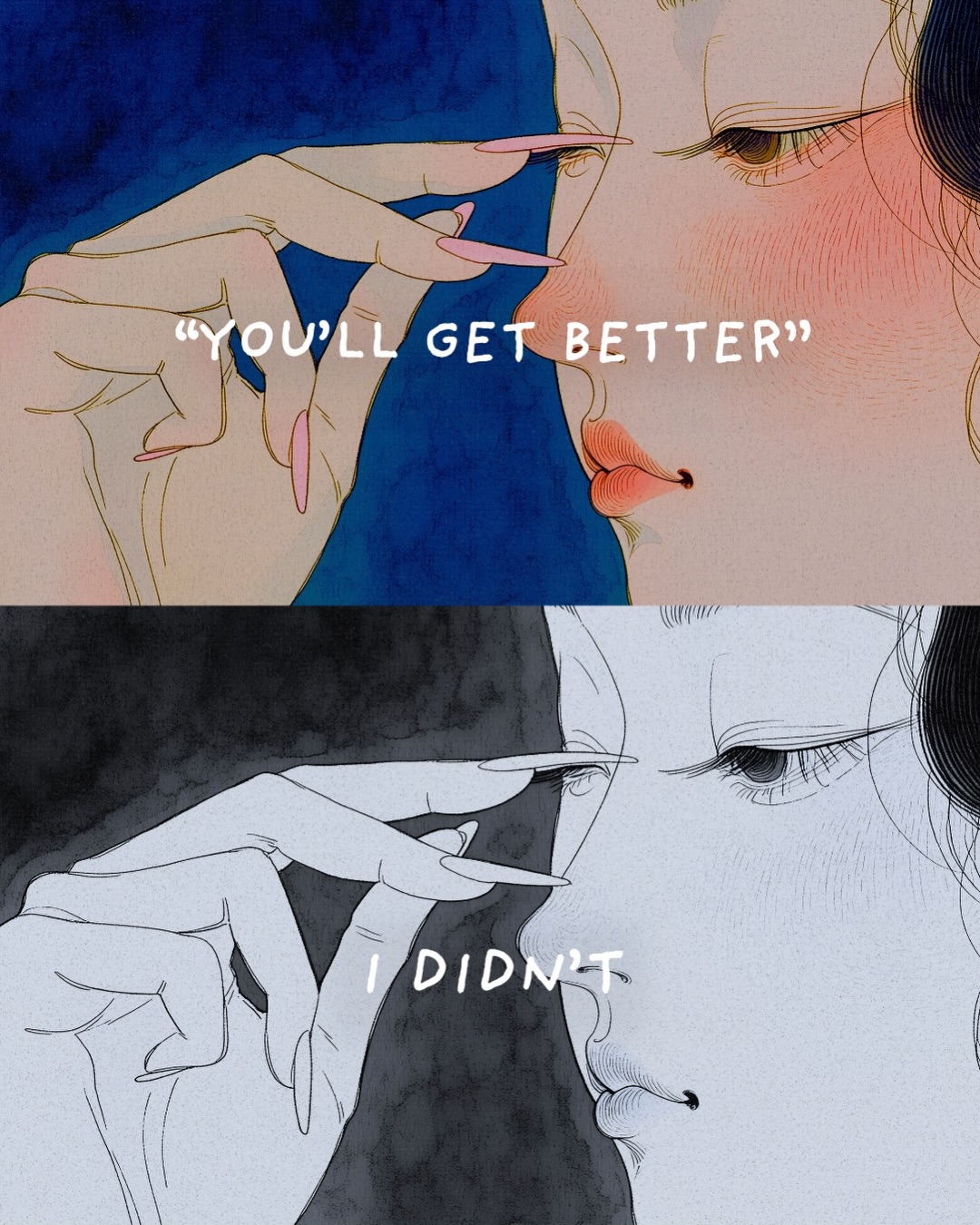 First slide of a carousel by @victorianpoetry: “YOU’LL GET BETTER” I DIDN’T