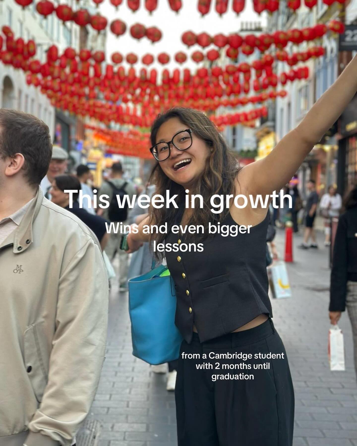 First slide of a carousel by @genzbestie: This week in growth Wins and even bigger lessons