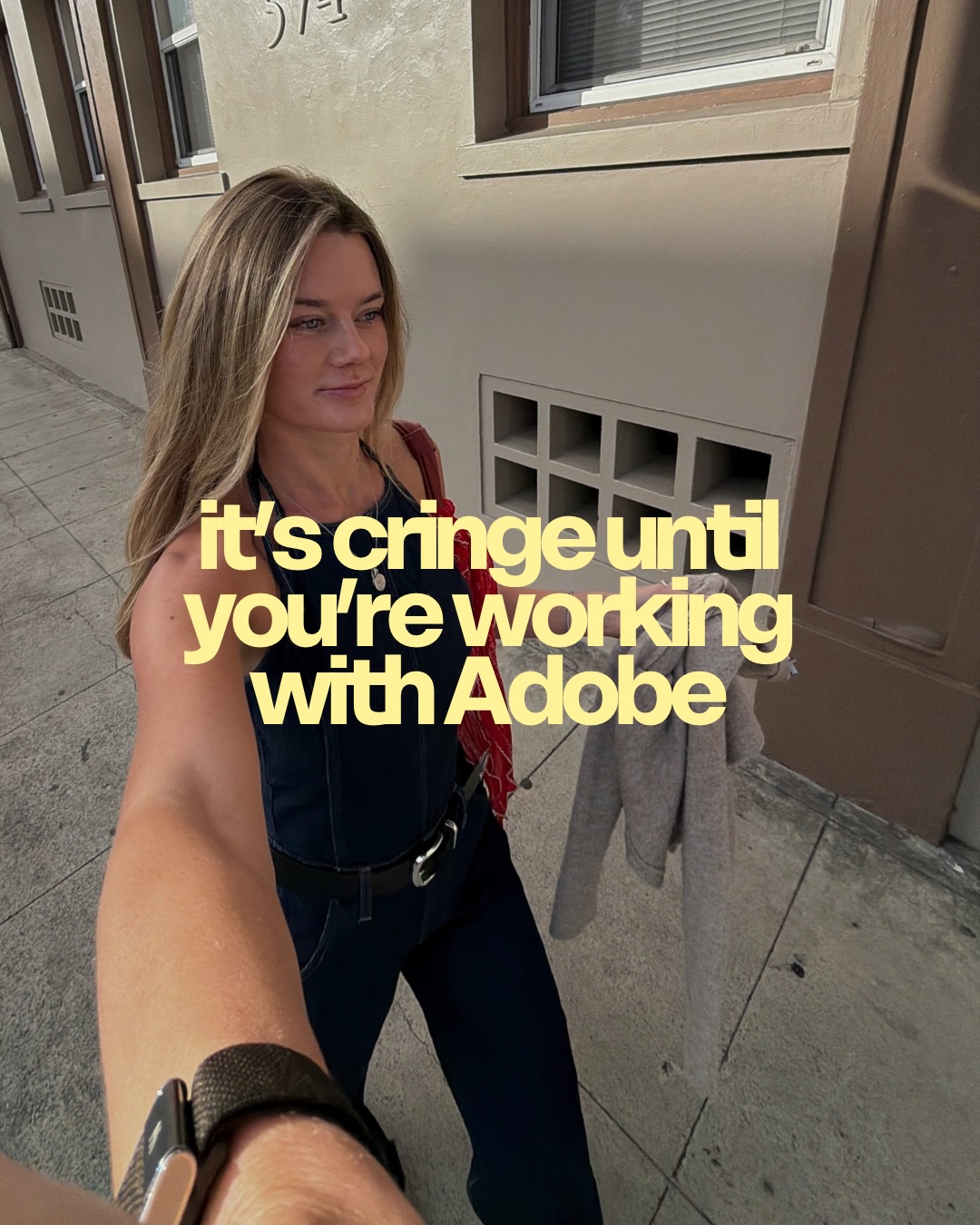 First slide of a carousel by @nicolemargueritegray: it's cringe until you're working with Adobe
