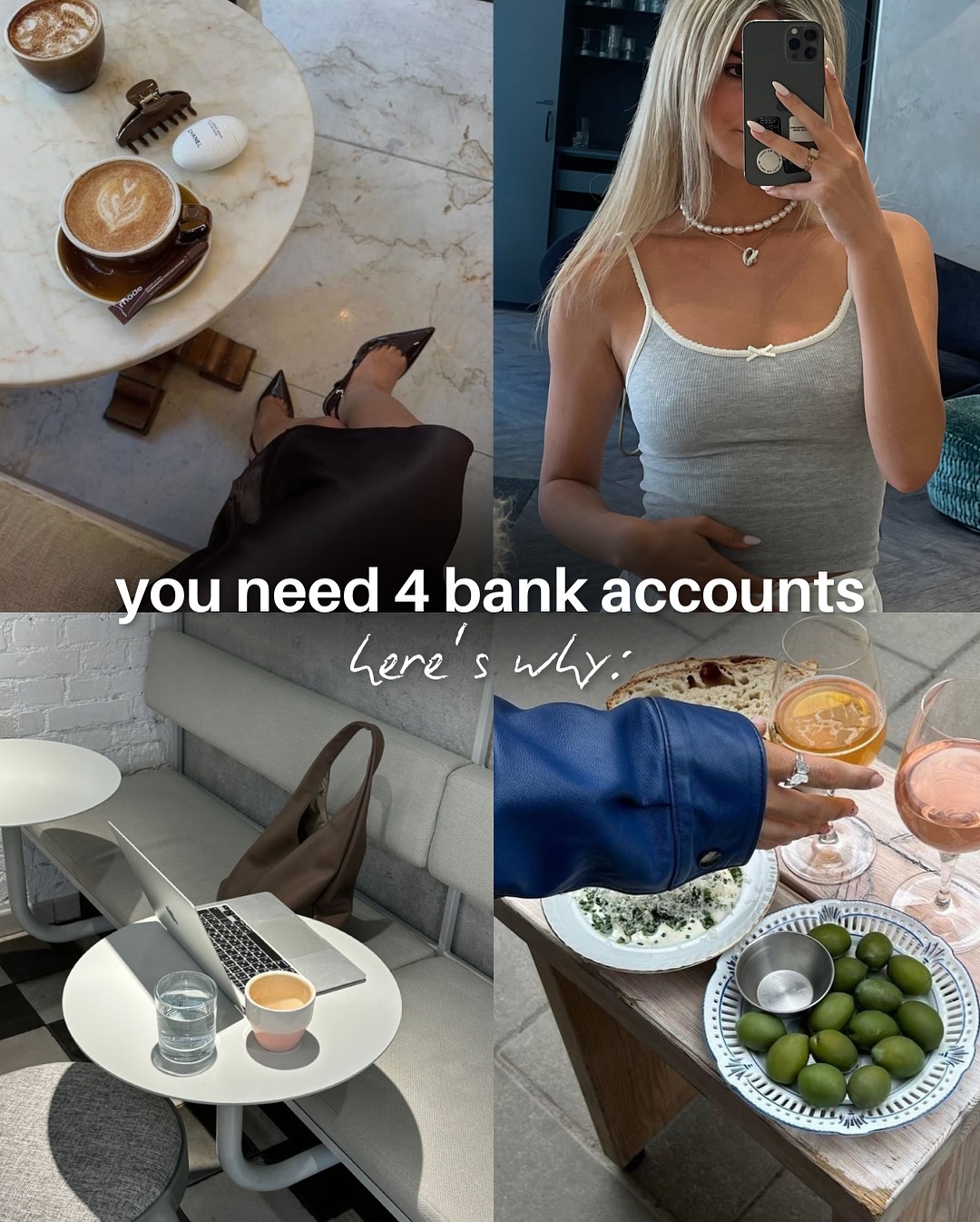 First slide of a carousel by @coolgirlceo: you need 4 bank accounts Here's why: