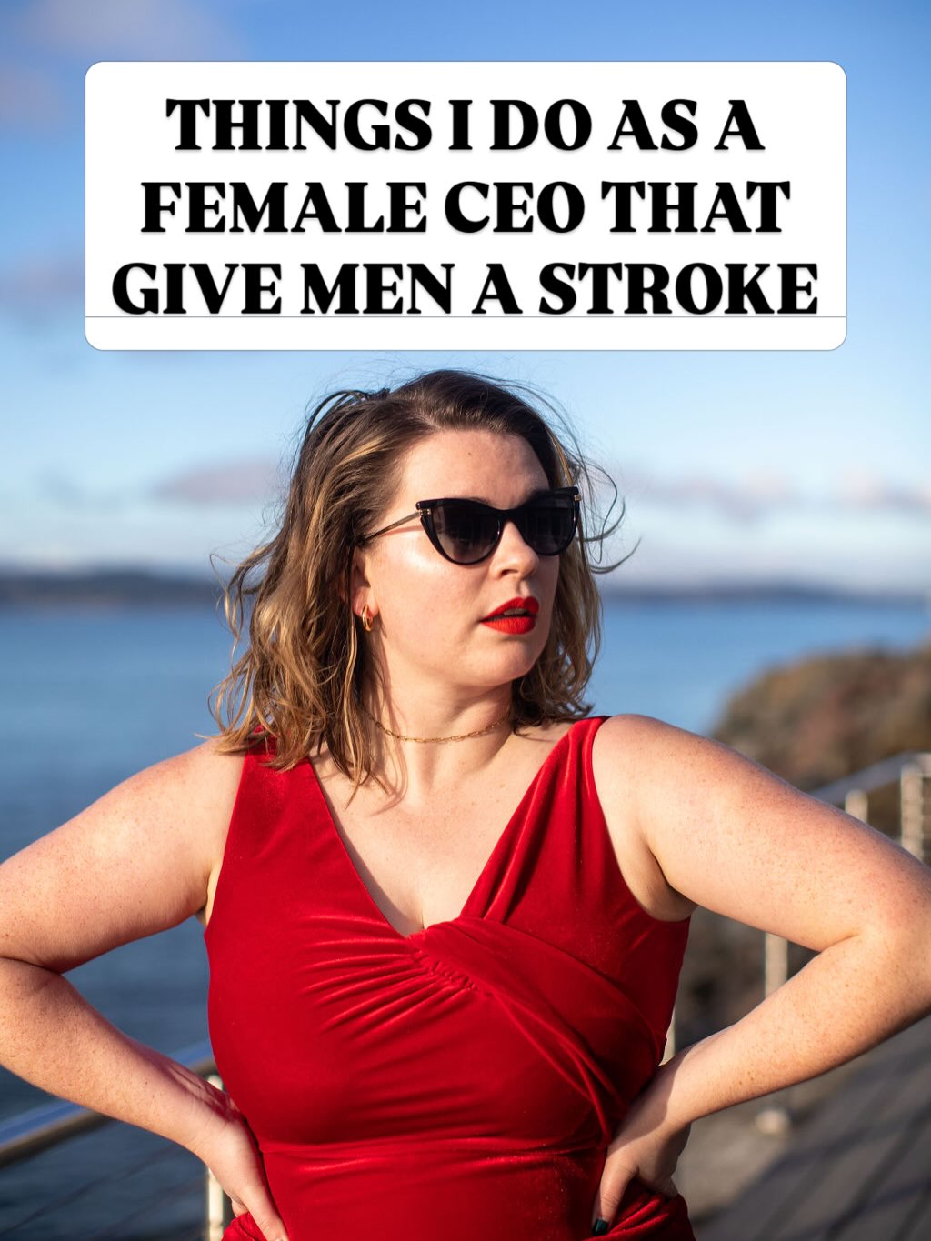 First slide of a carousel by @herfirst100k: THINGS I DO AS A FEMALE CEO THAT GIVE MEN A STROKE