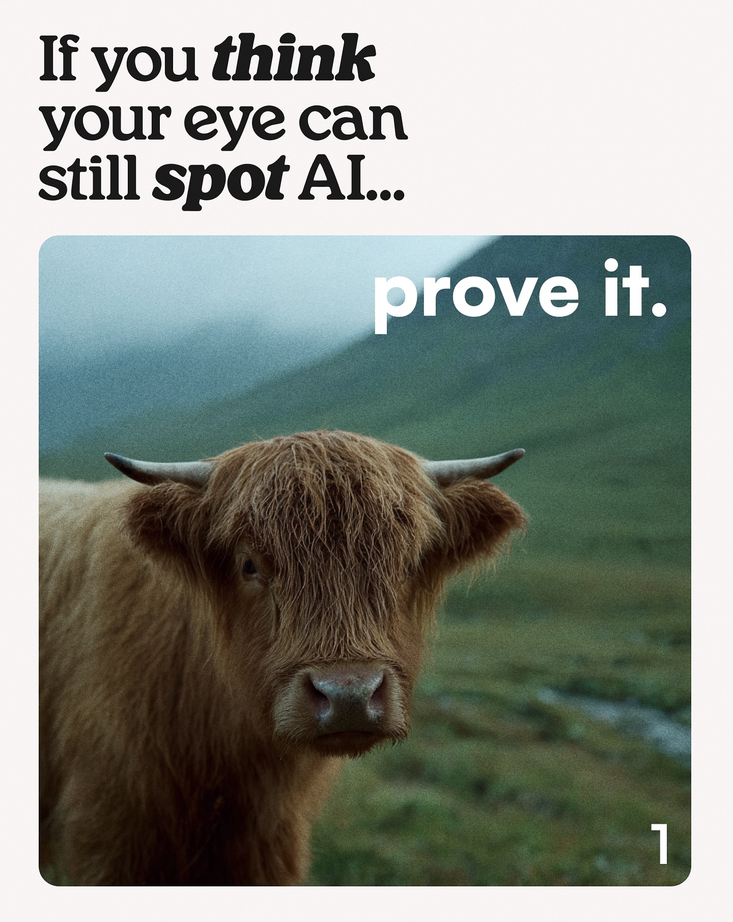 First slide of a carousel by @ohneis652: If you think your eye can still spot AI... prove it.