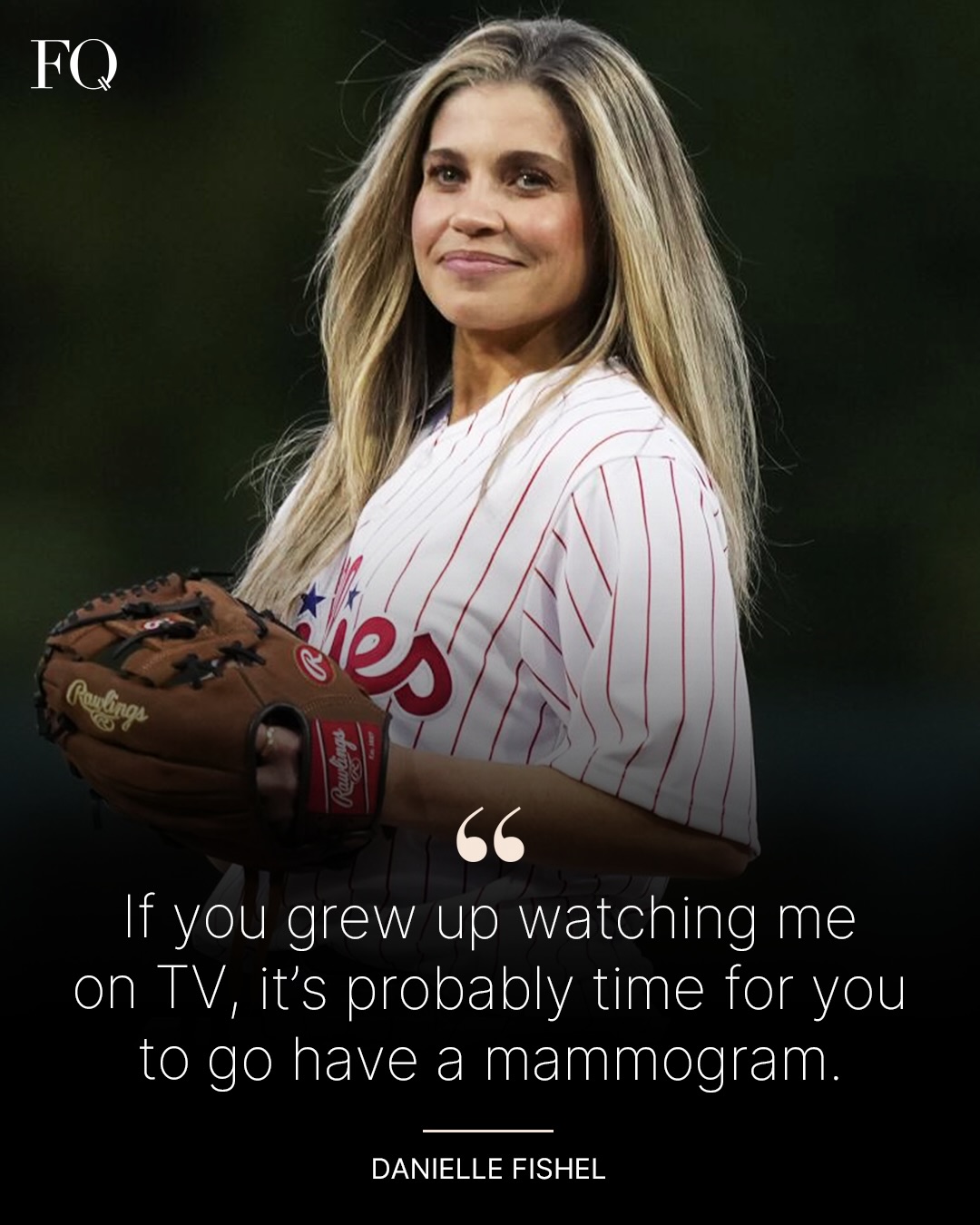 First slide of a carousel by @femalequotient: If you grew up watching me on TV, it's probably time for you to go have a mammogram. DANIELLE FISHEL