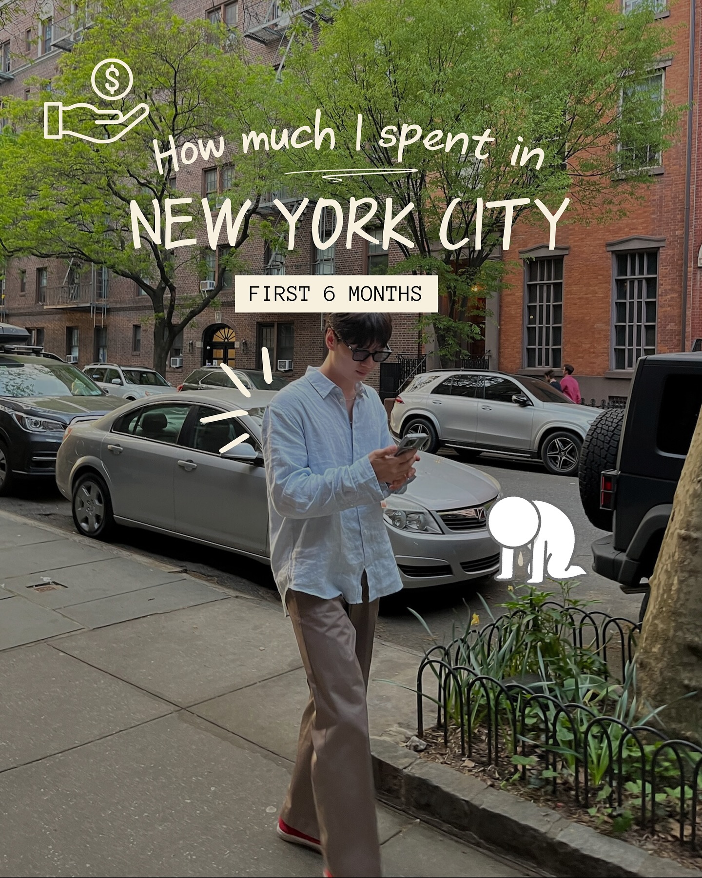 First slide of a carousel by @kproductmanager: How much I spent in NEW YORK CITY FIRST 6 MONTHS