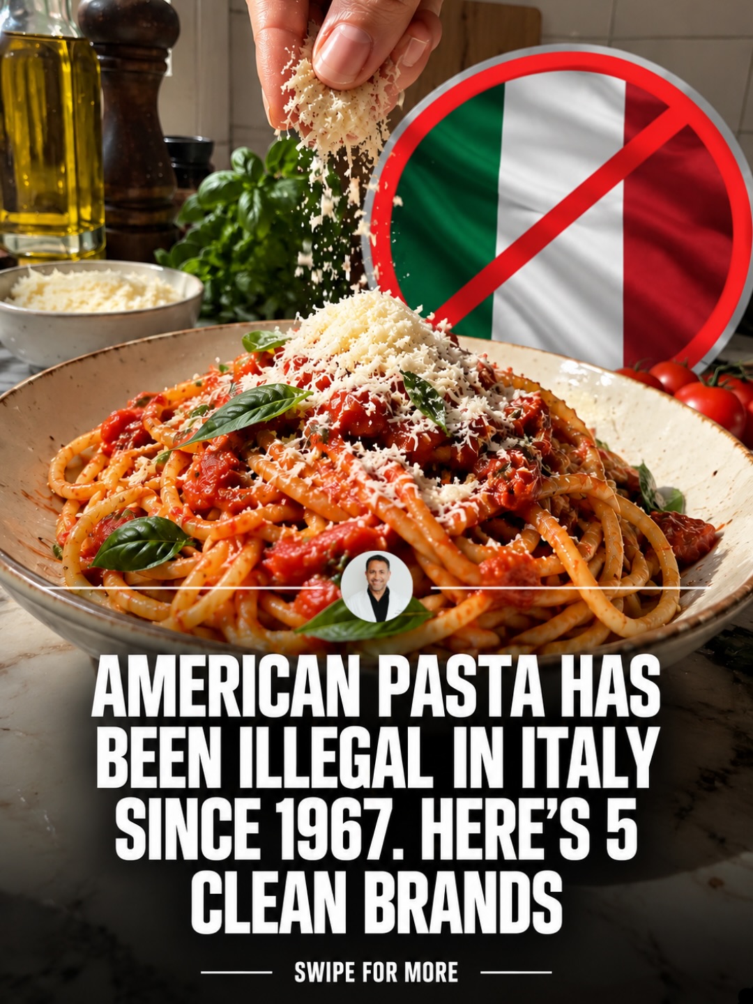 First slide of a carousel by @nutrition.protocols: AMERICAN PASTA HAS BEEN ILLEGAL IN ITALY SINCE 1967. HERE'S 5 CLEAN BRANDS
