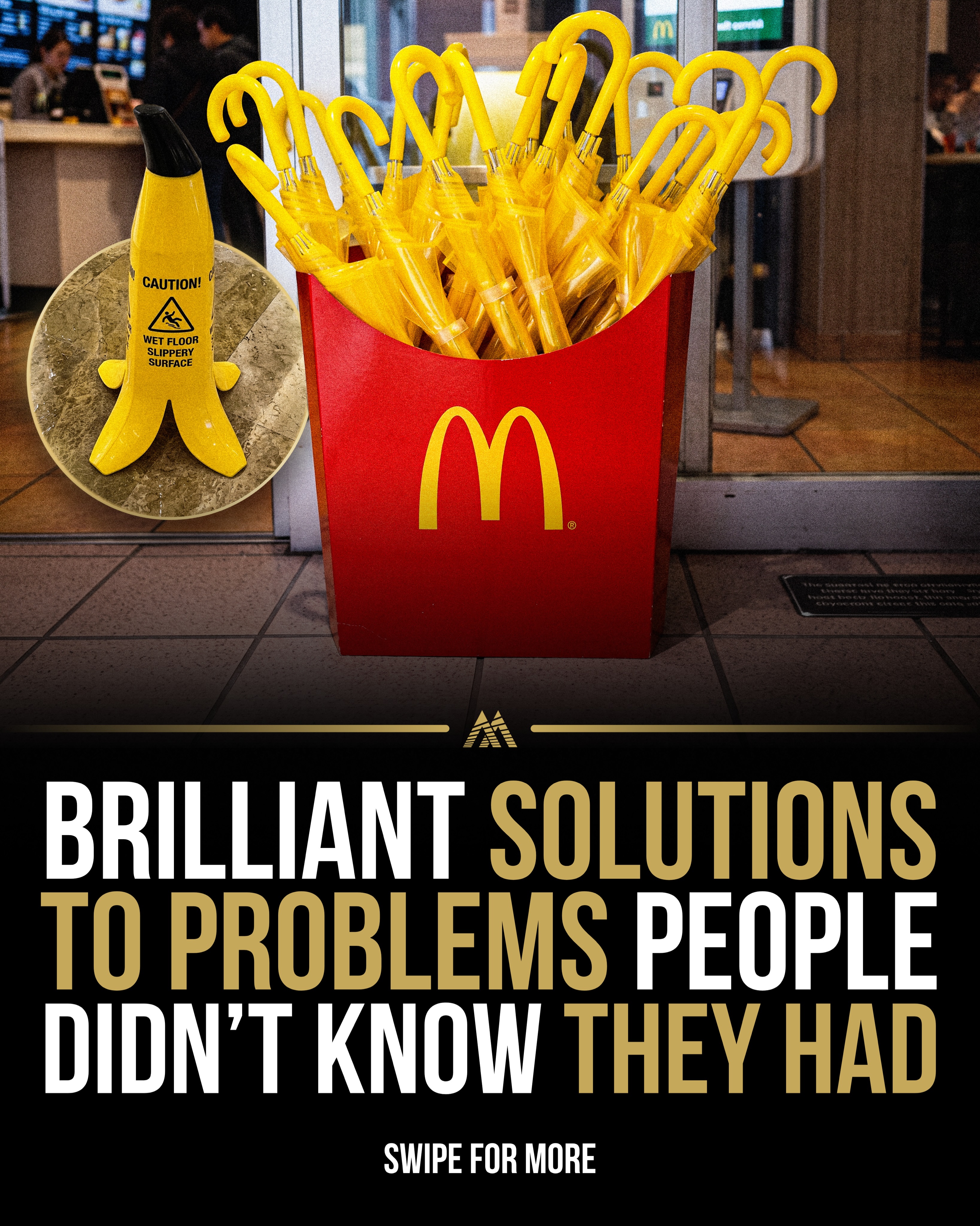 First slide of a carousel by @mindset.therapy: BRILLIANT SOLUTIONS TO PROBLEMS PEOPLE DIDN'T KNOW THEY HAD