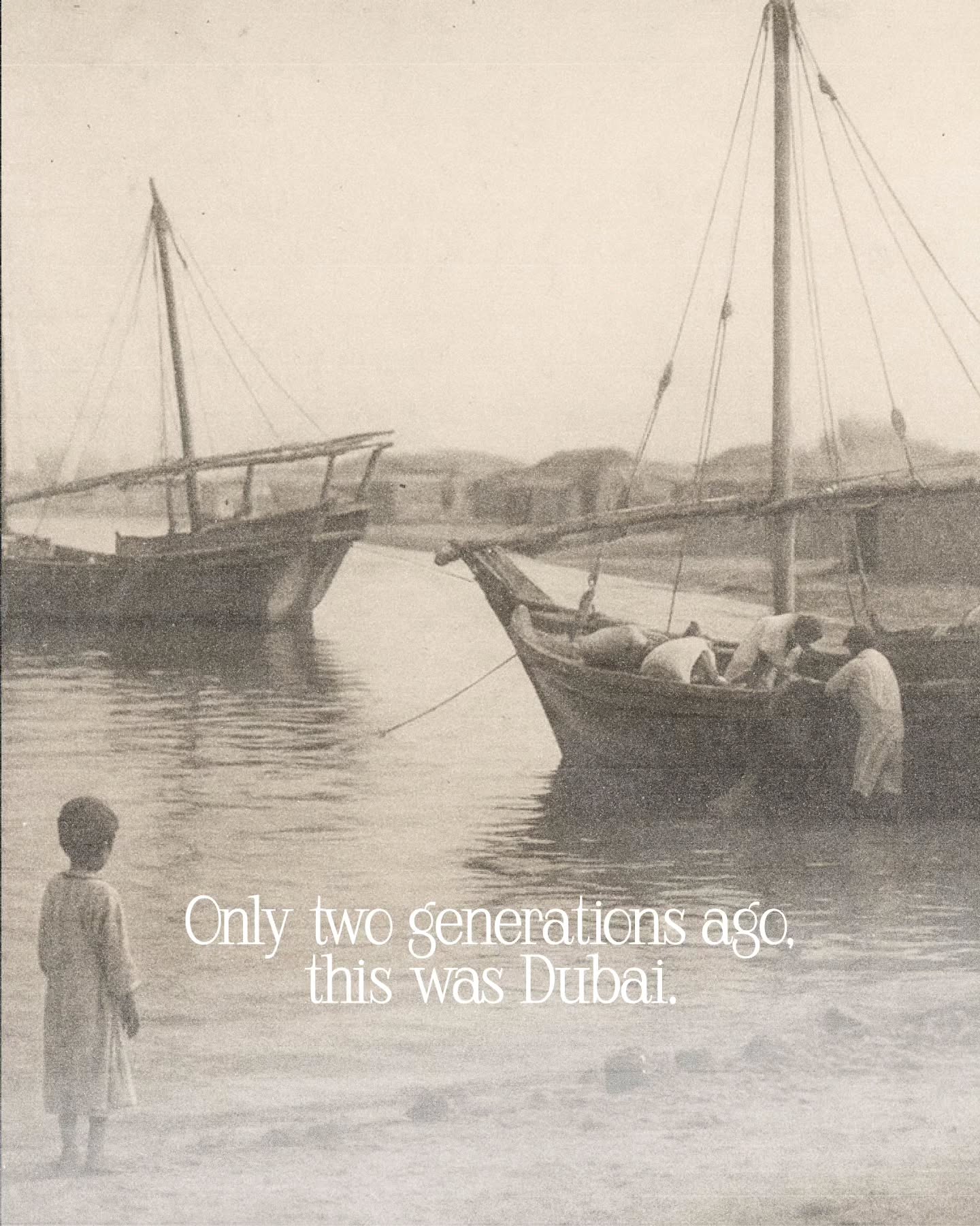 First slide of a carousel by @qissagoi.ae: Only two generations ago, this was Dubai.