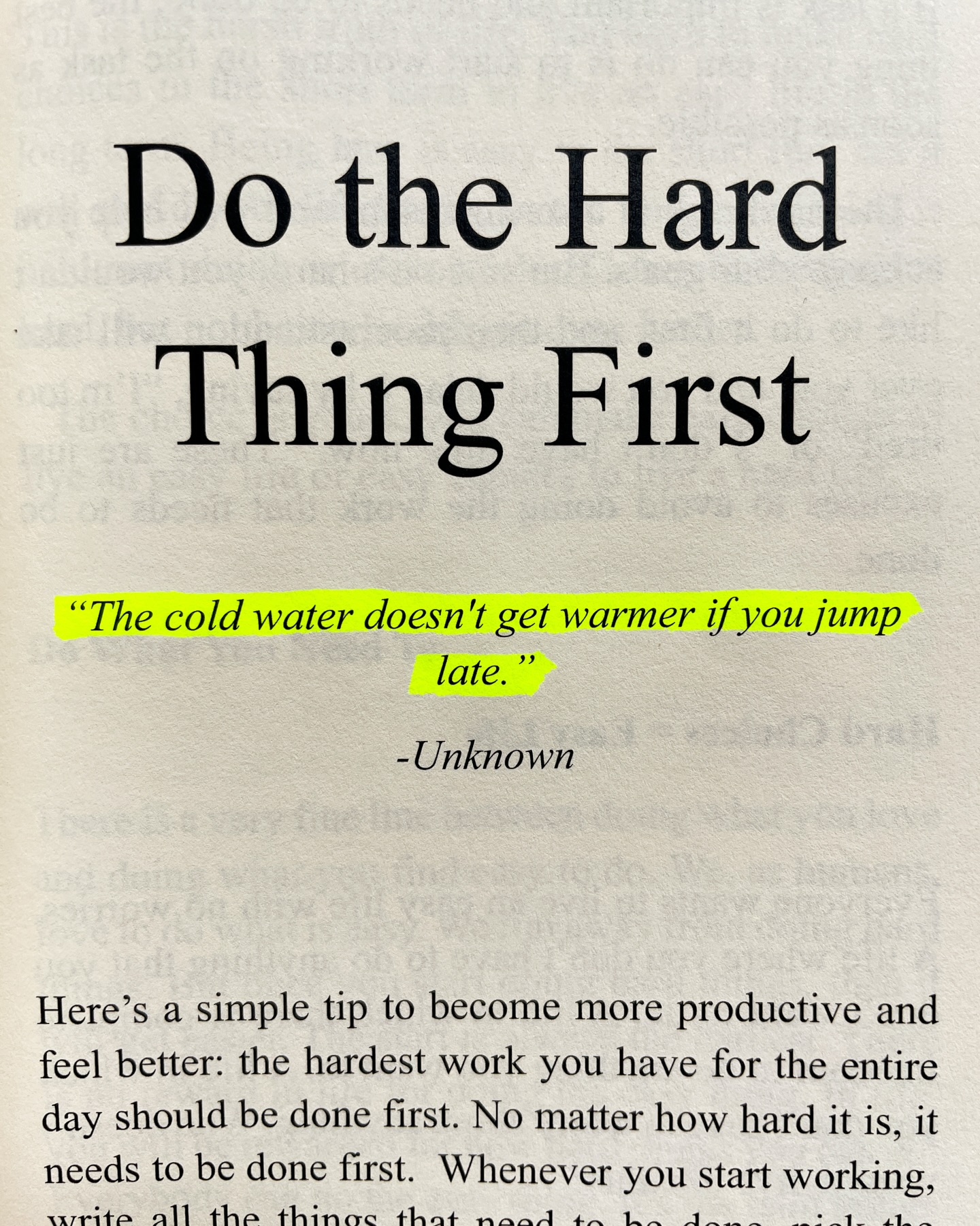 First slide of a carousel by @librarymindset: Do the Hard Thing First