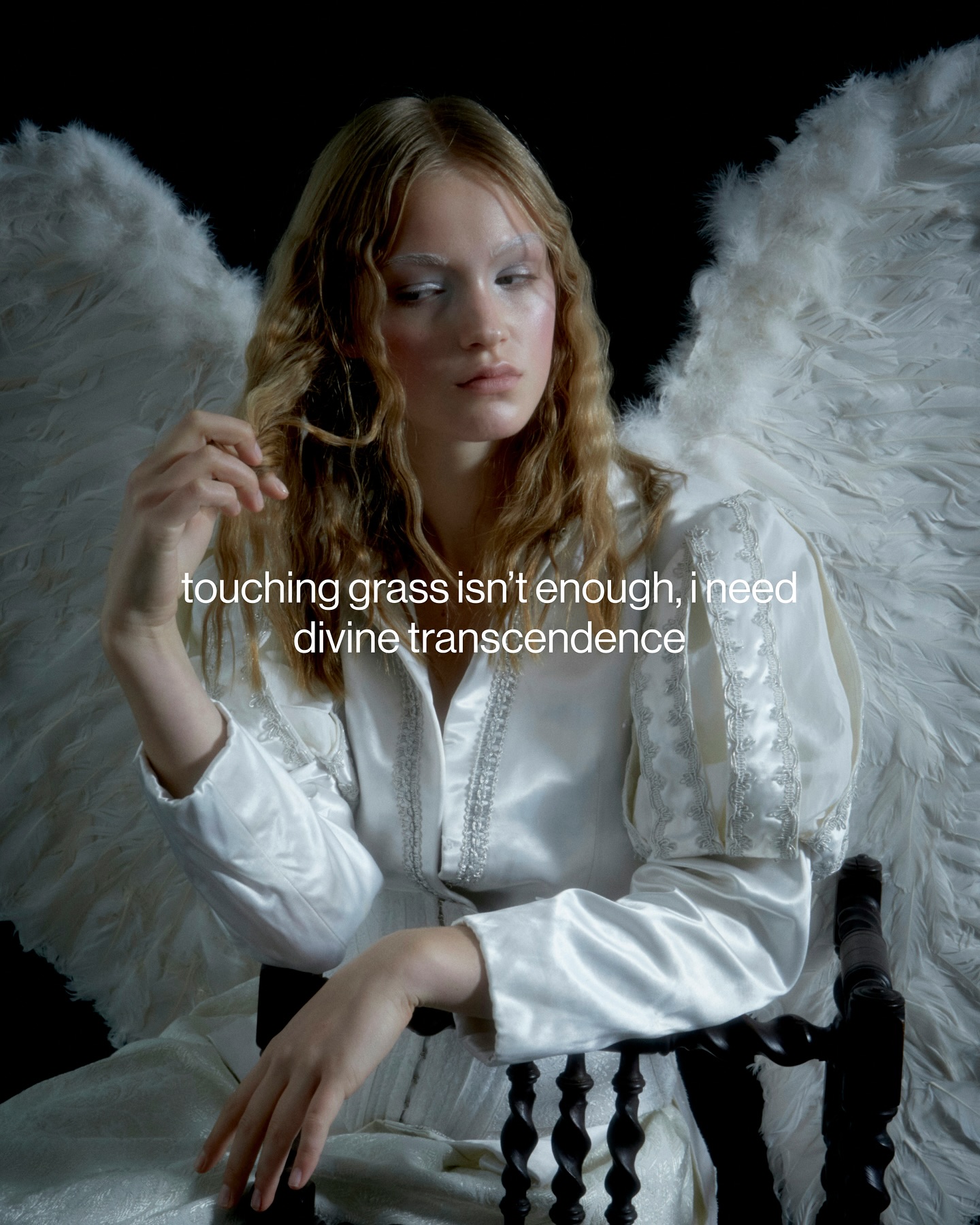 First slide of a carousel by @deathtostock: touching grass isn't enough, i need divine transcendence