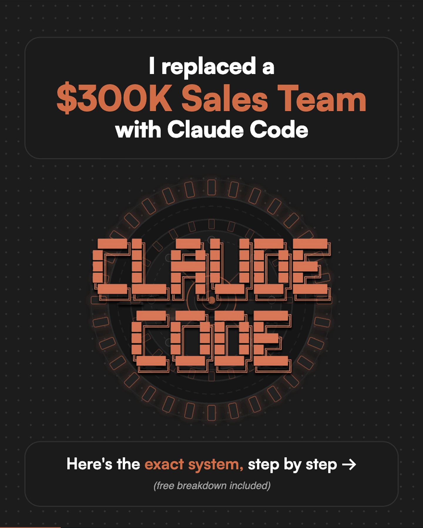 First slide of a carousel by @alassafi.ai: I replaced a $300K Sales Team with Claude Code
