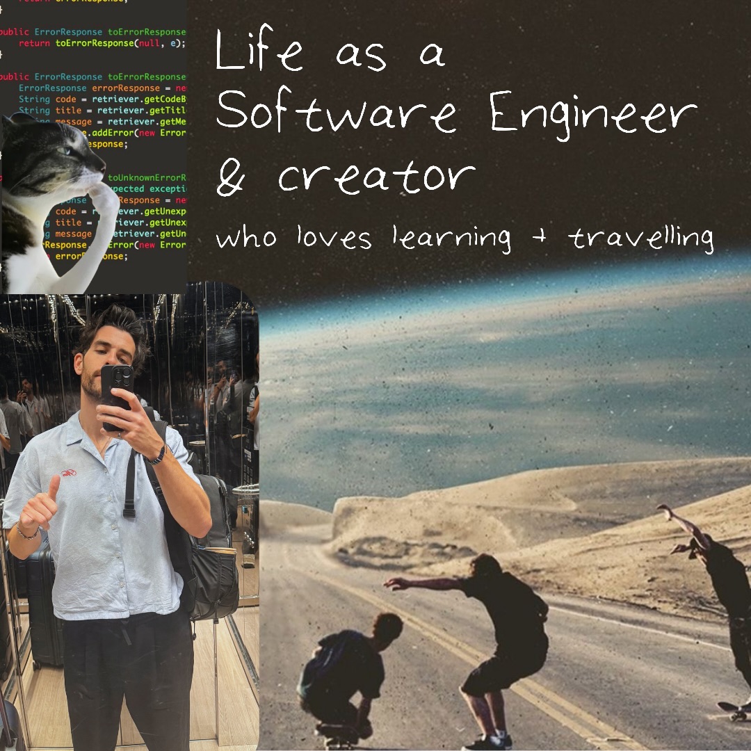First slide of a carousel by @andrewcodesmith: Life as a Software Engineer & creator who loves learning + travelling