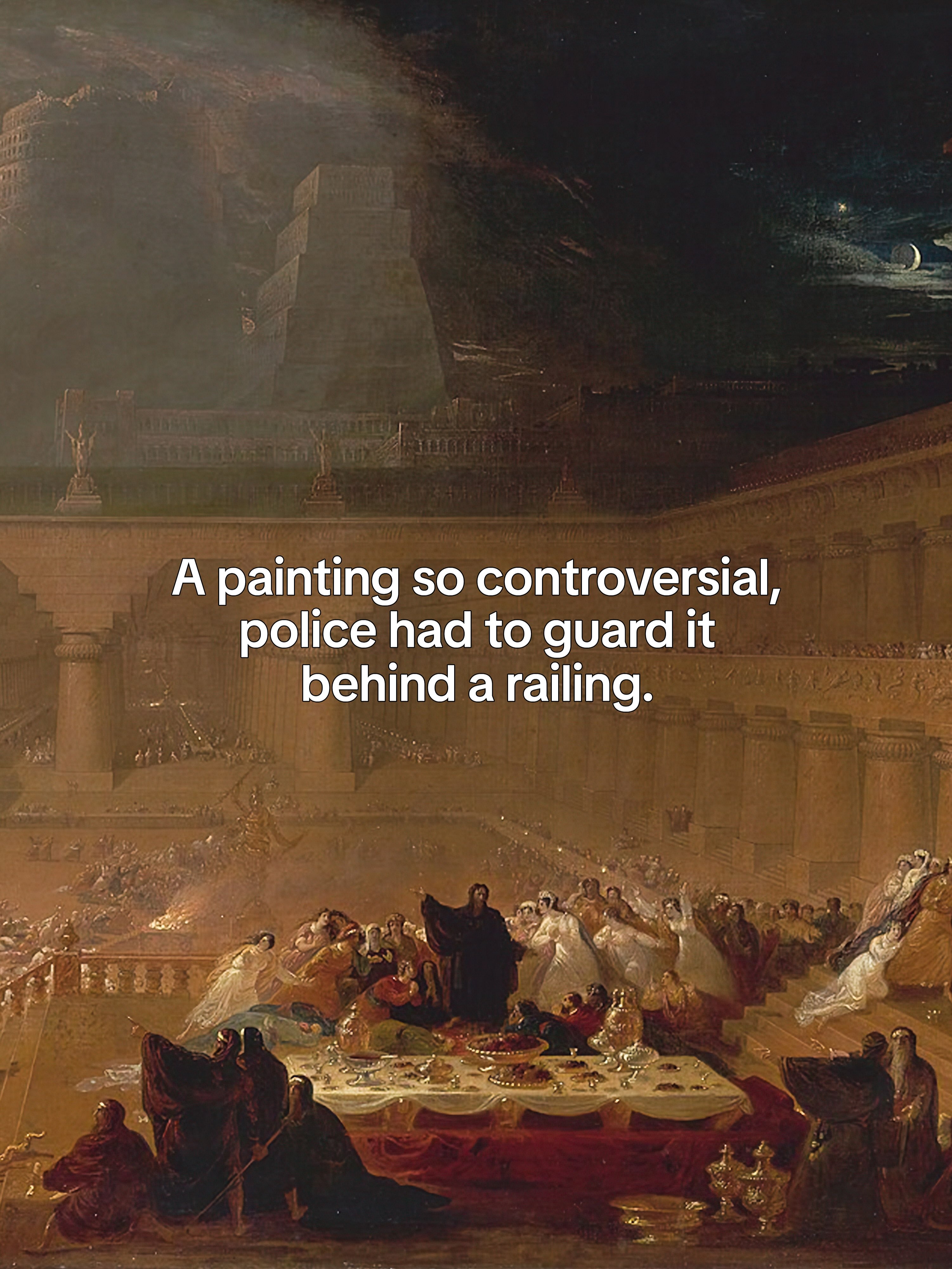 First slide of a carousel by @paintingsanalyzed: A painting so controversial, police had to guard it behind a railing.