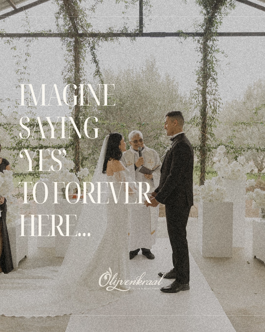 First slide of a carousel by @olijvenkraalweddings: IMAGINE SAYING 'YES' TO FOREVER HERE...