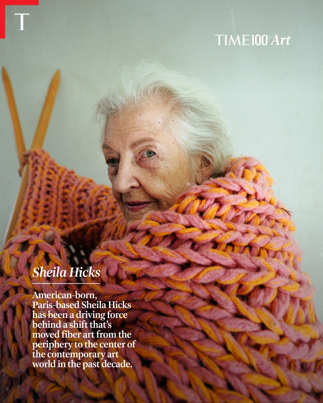 First slide of a carousel by @time: TIME100 Art Shelia Hicks American-born, Paris-based Sheila Hicks has been a driving force behind a shift that's moved fiber art from the periphery to the…