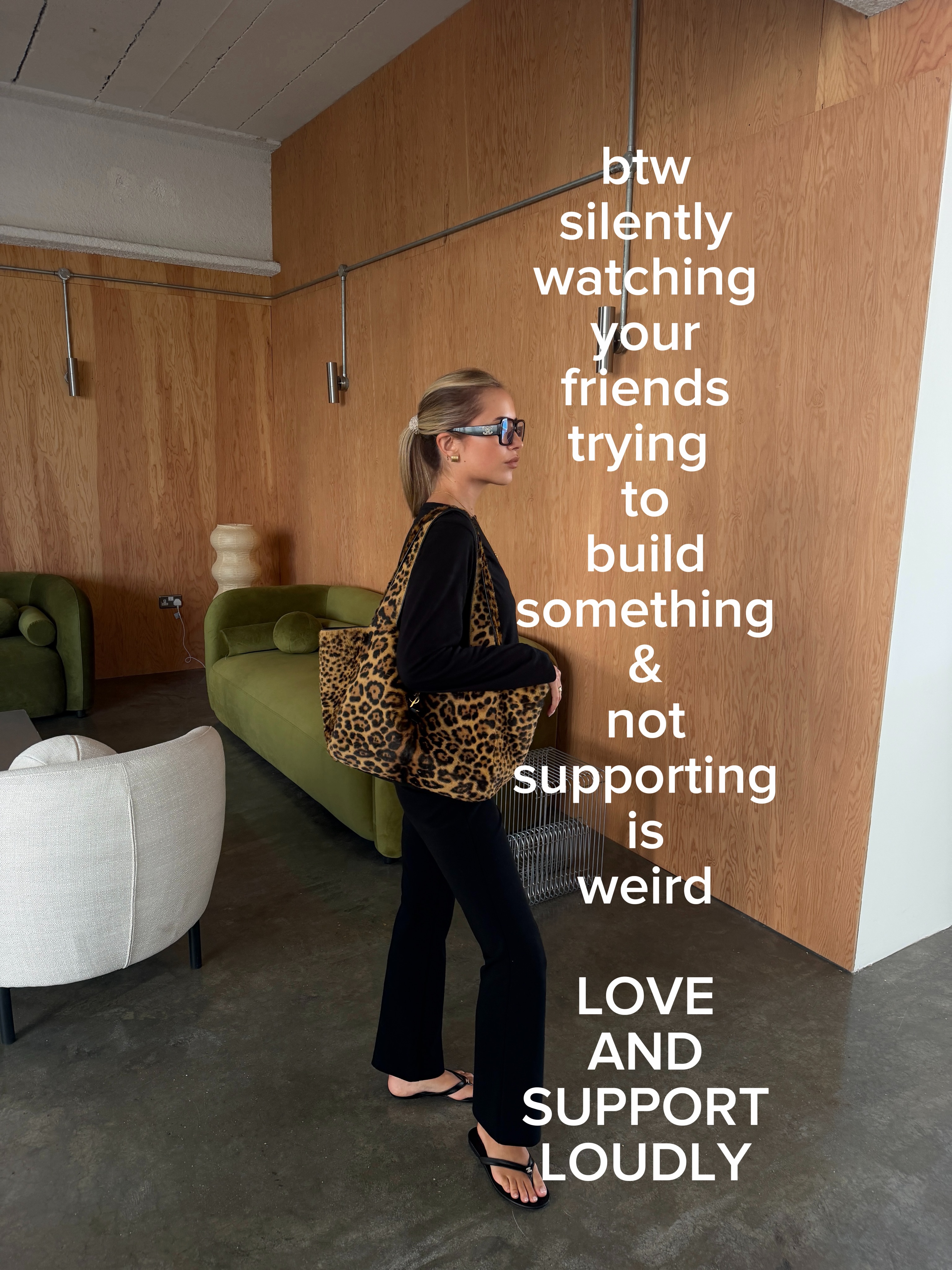 First slide of a carousel by @izzyutterson: btw silently watching your friends trying to build something & not supporting is weird LOVE AND SUPPORT LOUDLY