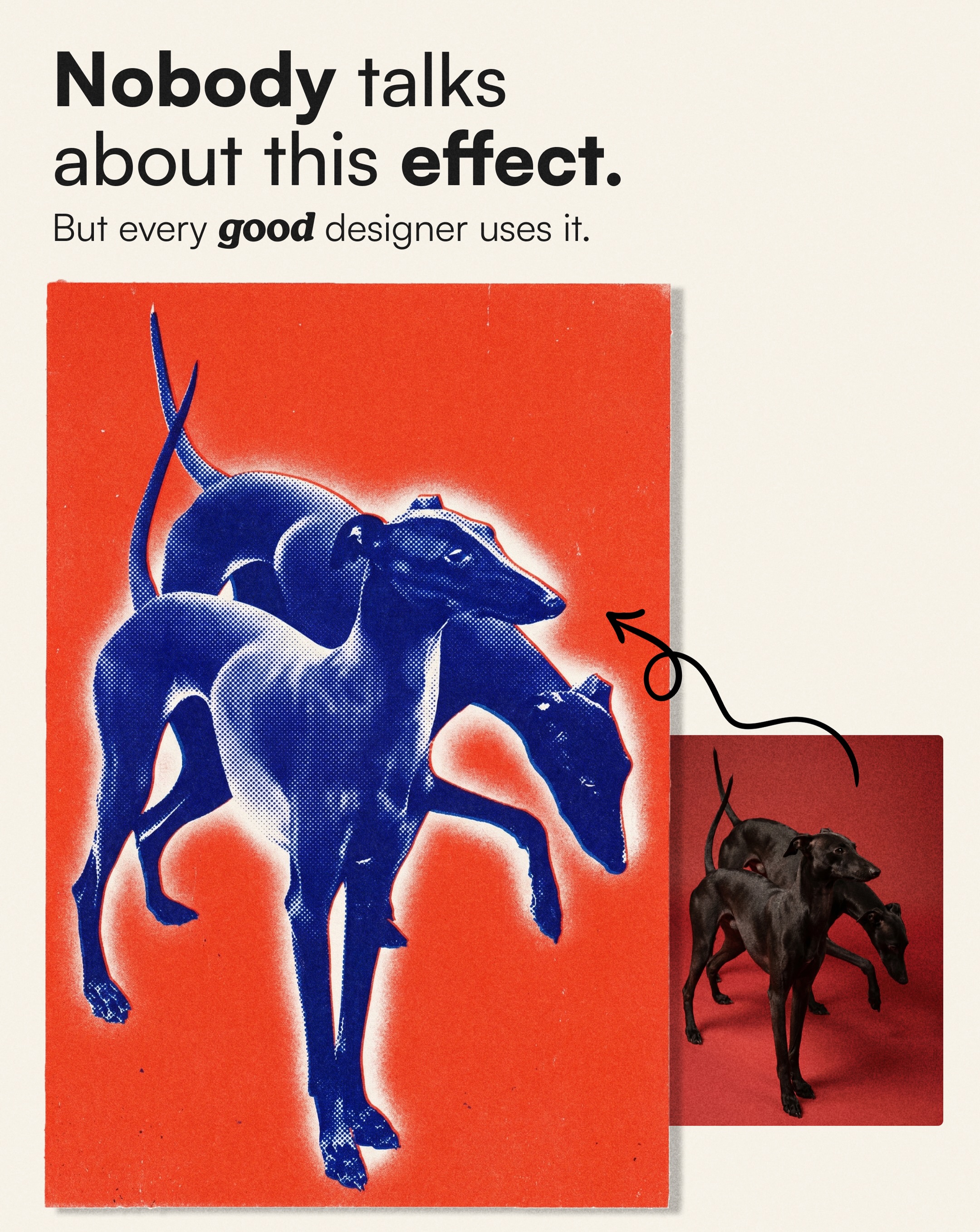 First slide of a carousel by @ohneis652: Nobody talks about this effect. But every good designer uses it.