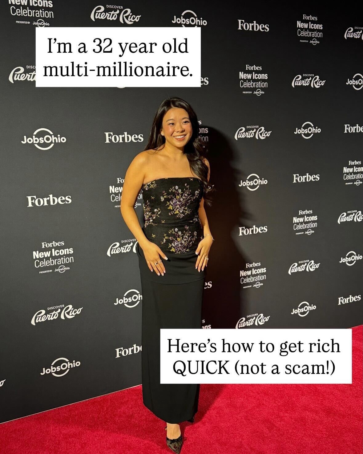 First slide of a carousel by @your.richbff: I'm a 32 year old multi-millionaire. Here's how to get rich QUICK (not a scam!)