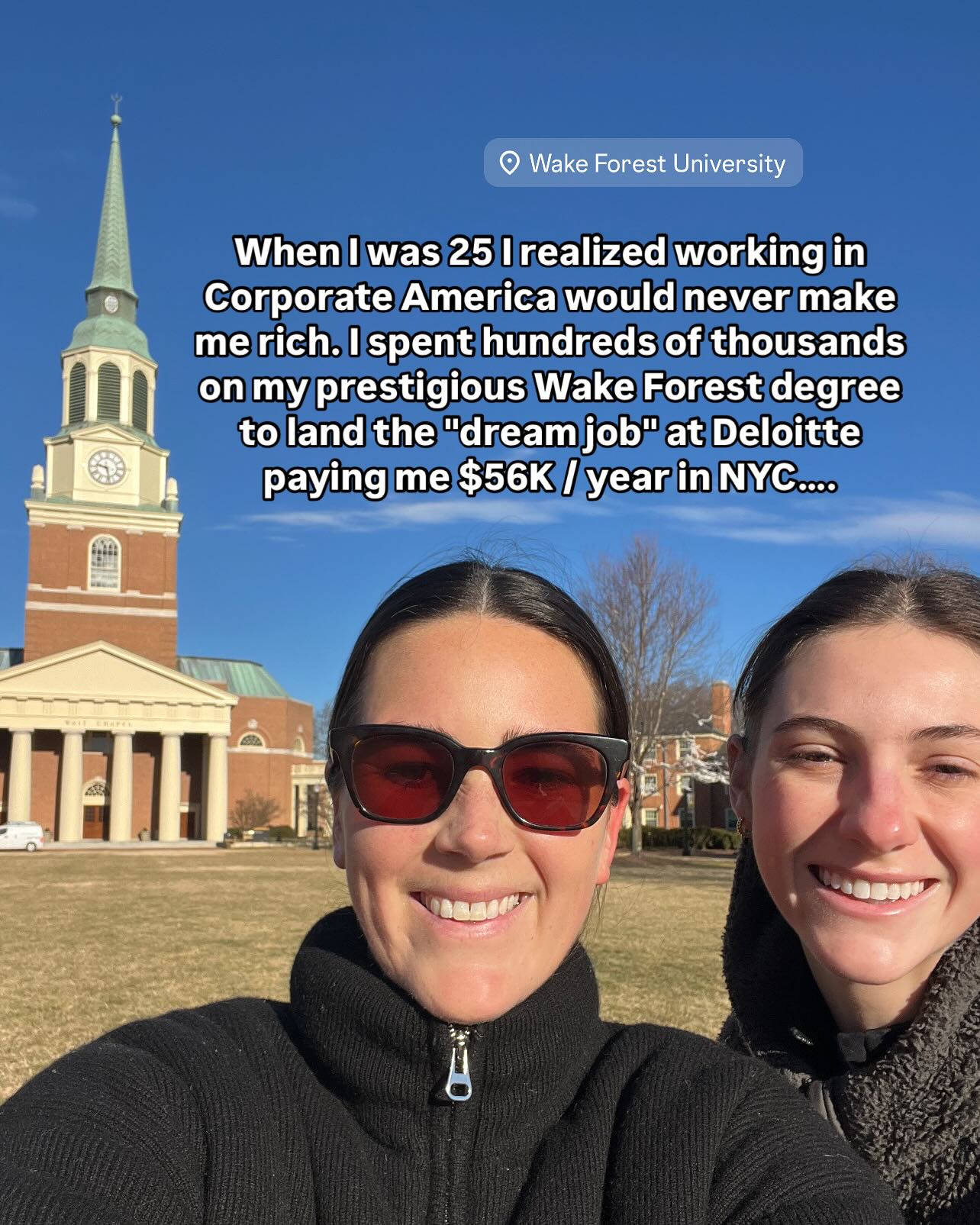 First slide of a carousel by @ruffinmitchener: Wake Forest University When I was 25 I realized working in Corporate America would never make me rich. I spent hundreds of thousands on my prestigious Wake…