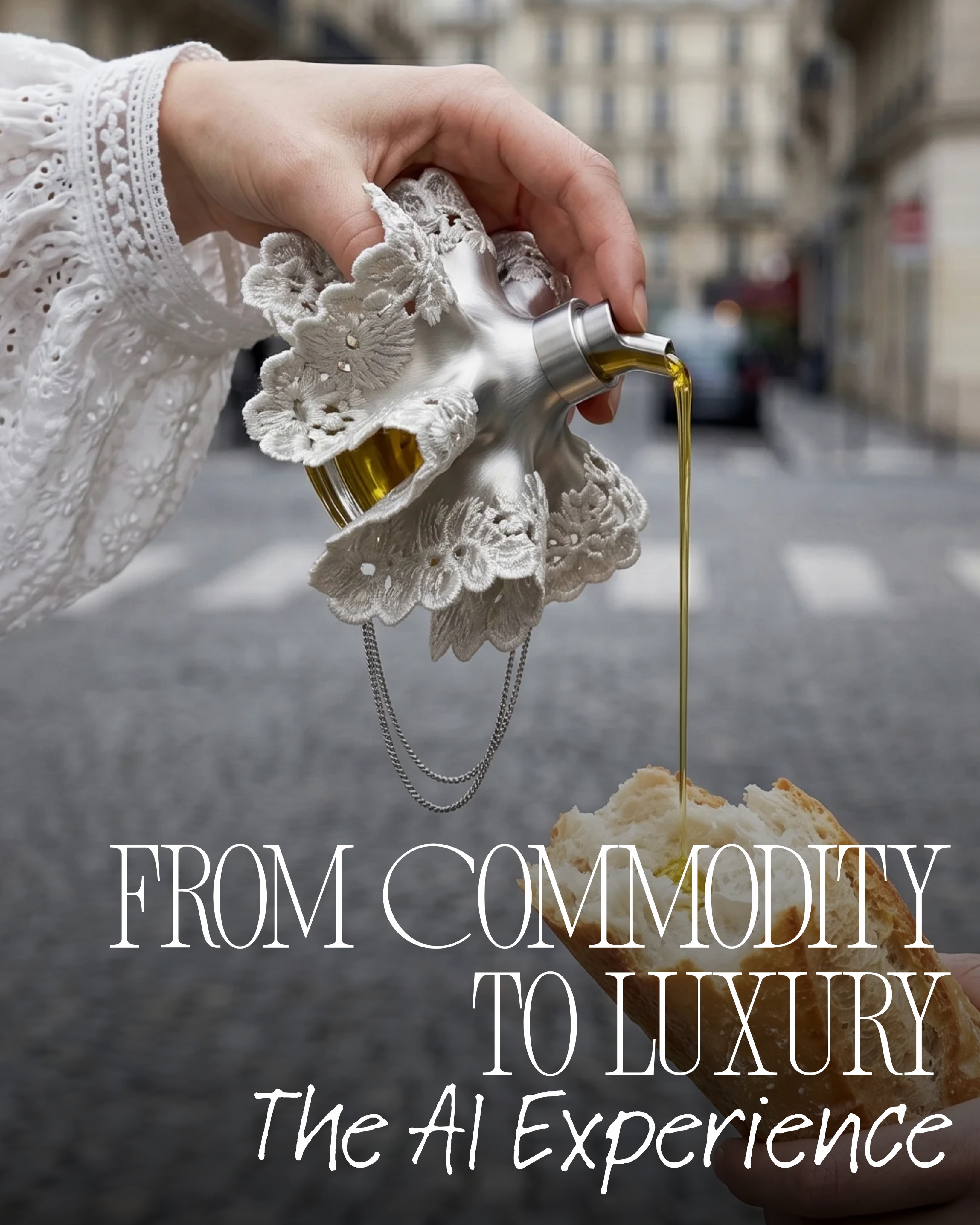 First slide of a carousel by @aluncreative: FROM COMMODITY TO LUXURY The AI Experience