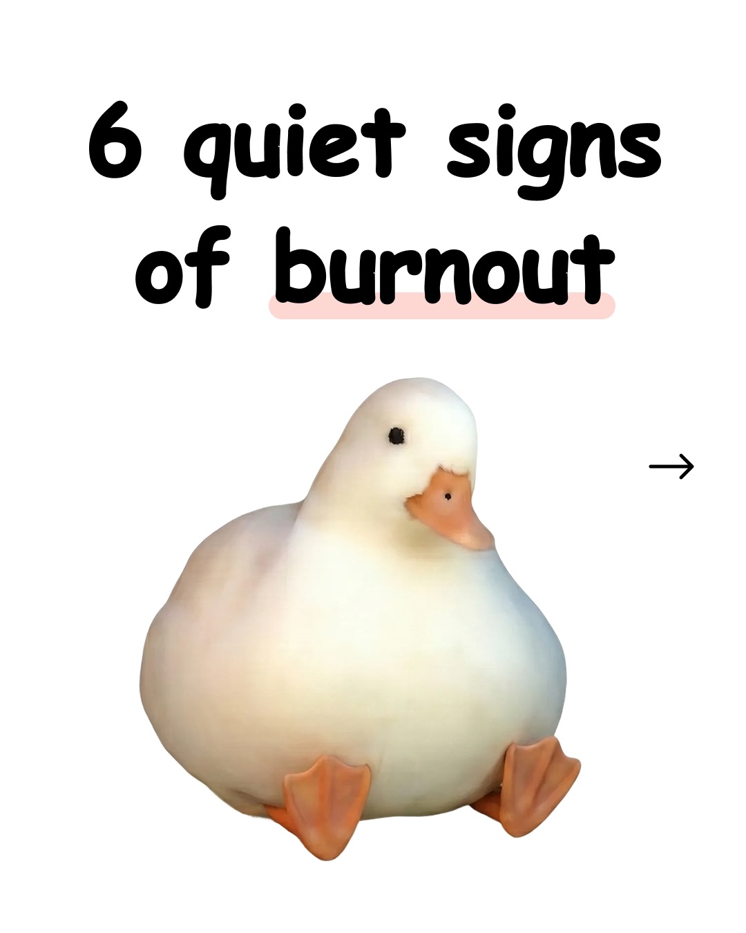 First slide of a carousel by @diploma.duck: 6 quiet signs of burnout