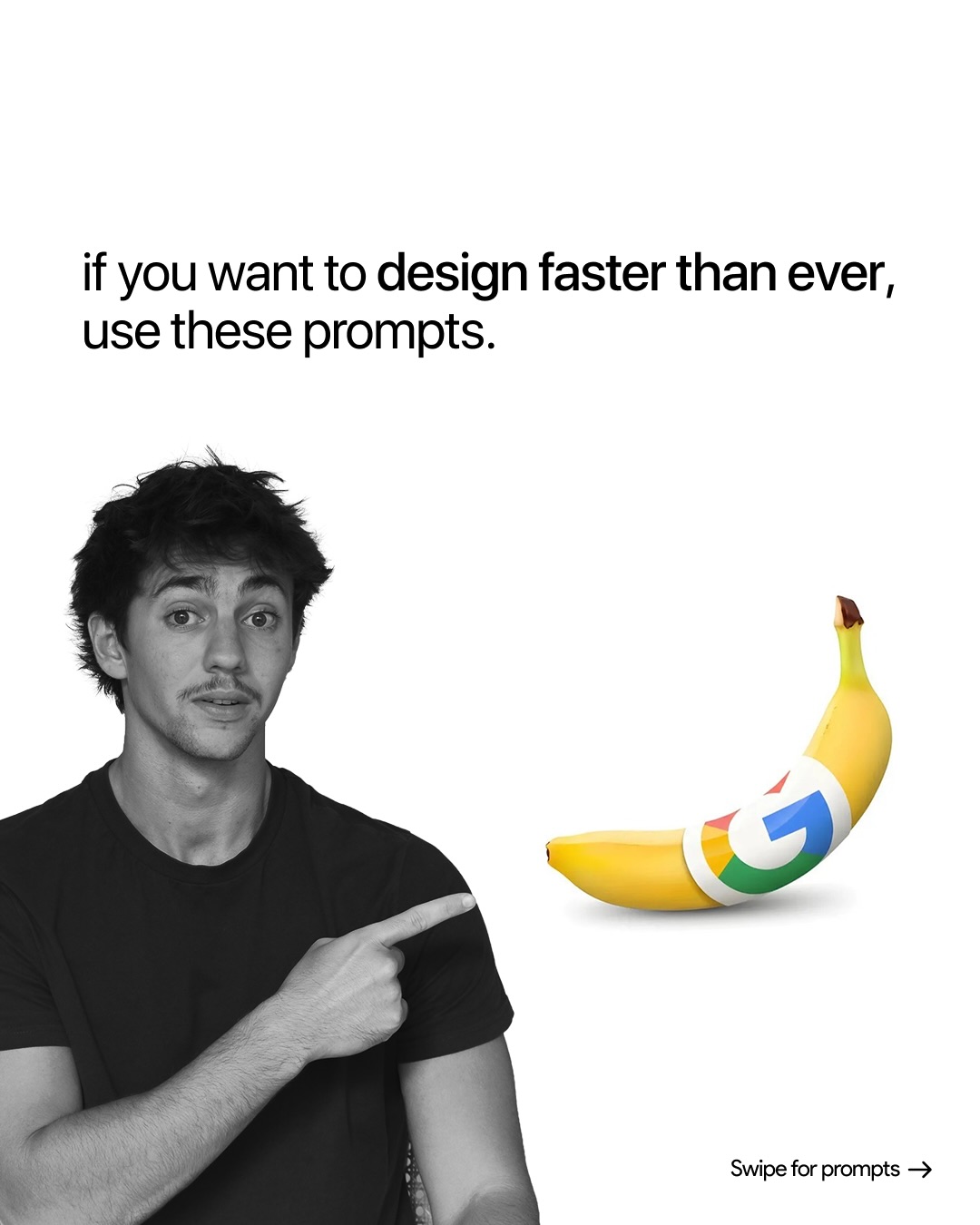 First slide of a carousel by @adrien.ninet: if you want to design faster than ever, use these prompts.